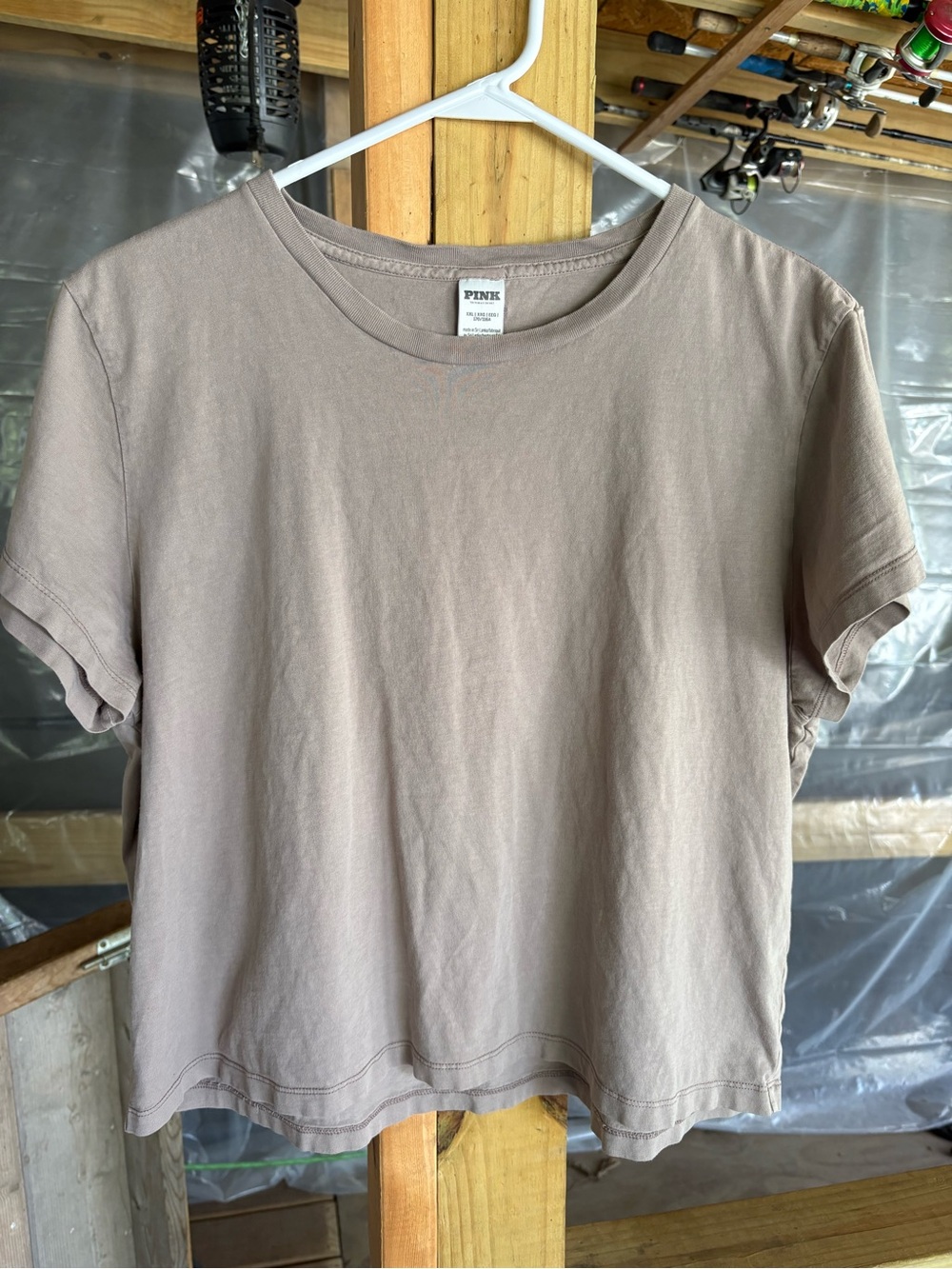 PINK Victoria's Secret Taupe Crewneck Tee